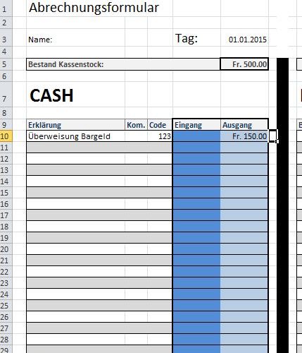 Excel: Programmierung Arbeitsblatt